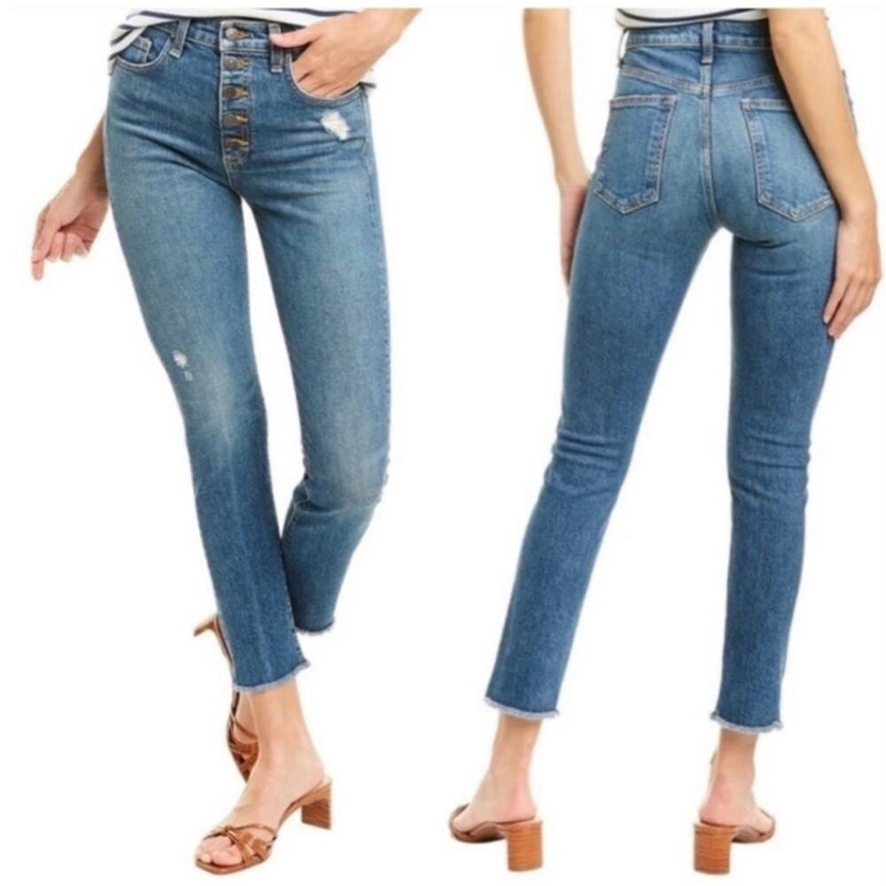 Veronica Beard Faye 11" Skinny Distressed Jeans Terrain Wash Size 26
